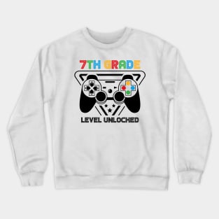 7th Grade Level Unlocked Video Gamer Back to School Boys Crewneck Sweatshirt